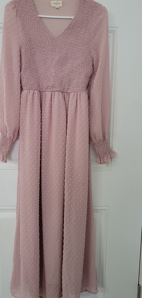 Orange creek dusty rose Swiss dot maxi